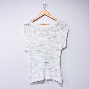HATLEY Cream Crochet Knit Summer Tank Top for Layering | X-Small *